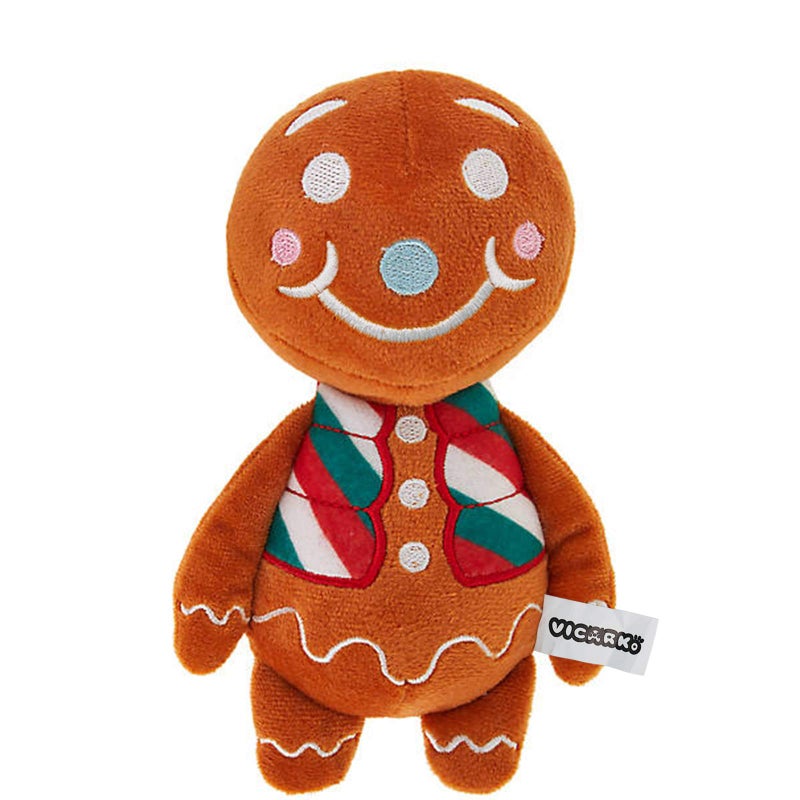 VICARKO Christmas Dog Toys, Plush Squeaky Gifts for Large Medium Small Dogs, Durable Chew Toy, Holiday Stocking, Gingerbread Man, Small 7.5 x 4.5â€ - Image 1